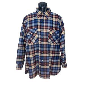 New Pendleton Mens XL Plaid Flannel Shirt Virgin Wool Made In USA Vintage